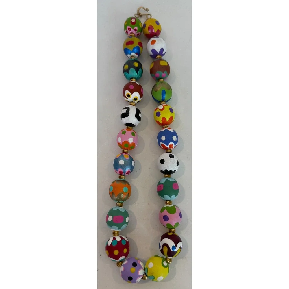 Hand-Painted Decorative Wooden Bead Necklace 21